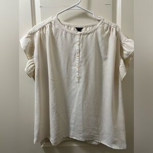 Ann Taylor Cream Ruffled short sleeve top